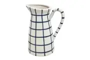 J.Elliot Home Fenton Check Pitcher Vase 17.5x12.5x21.5cm Navy Modern Home Decor