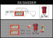 Hot Wheels (1/64), 55 Gasser "Lego" Waterslide, Printed White First, Decals