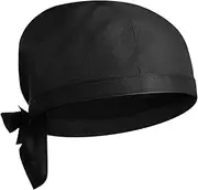 [GAROZATION] Unisex Breathable Chef Hat with Ties Comfortable Cooking Hat for Chefs Cooks and Bakers Restaurant Uniform Cap Suitable for Catering Schools and Waitstaff Black