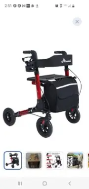 HENMNII ROLLATOR WALKER FOR SENIORS AND ADULTS, RED, NEW IN BOX