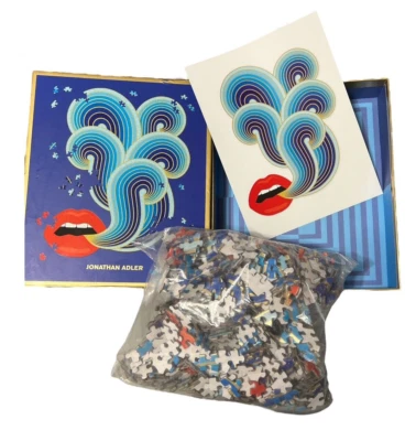 Jonathan Adler Sexy Lips With Smoke 750 Piece Jigsaw Puzzle Unique Shape