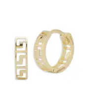 Moon & Meadow 14K Yellow Gold Greek Key Cut Out Huggie Earrings - Exclusive