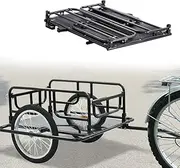 Bicycle Cargo Luggage Trailer, 60 kg Load, 16" Tires, Foldable Compact Storage with Universal Hitch,Heavy-Duty Bicycle Wagon Cart,Space-Saving & Steel Constructed