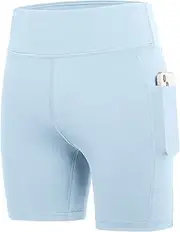 [DEVOROPA] Girls 5" Spandex Volleyball Shorts Stretch Youth Athletic Gymnastics Shorts Kid Yoga Dance Compression Shorts Pocket