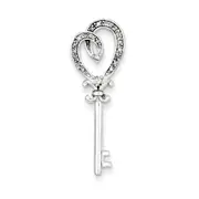Sterling Silver Diamond Heart Key Pendant