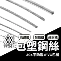 在飛比找樂天市場購物網優惠-【不銹鋼包塑鋼絲】304不鏽鋼 七股包塑鋼絲 免打孔伸縮曬衣