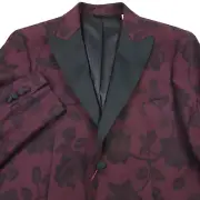$698 Robert Graham Reggie Wine Red Floral Jacquard Dinner Jacket Mens Size 46R
