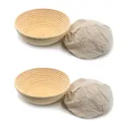 2PK Brunswick Bakers Round Rattan 20cm Bread Banneton w/ Lining Sourdough Basket