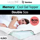 Cool GEL Memory Foam Mattress Topper BAMBOO Fabric Cover Ecologic Double 8CM