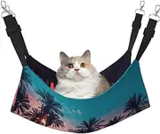 EdWal Palm Tree Sunset print Soft Sleeping Hammock Cat Hammock for Cage Hanging,Pet Hammock Bed Adjustable for Small Animals