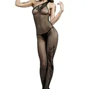 Love in Leather Rimes Crotchless One Shoulder Bodystocking