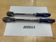 Snap-on Tools USA NEW 2pc POWER BLUE 3/8" Drive Hard Grip Long Ratchet Set