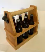handmade wood drink caddy with bottle opener