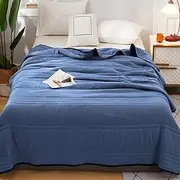 Nuvodreams Cooling Blanket Queen, Nuvodreams Blankets, Lightweight & Breathable Summer Comforters Queen Size, Double Side, Cool and Soft (Dark Blue,Single (1.52X2m))