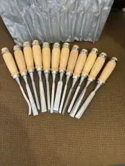 12 PCS Pro Steel Wood Carving Hand Chisel Set Lathe Gouges Tool Kit