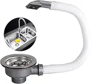 Sink Collection Stainless Steel Kitchen Sink Basket Strainer Plug Waste with Square Overflow 1½" (114mm)