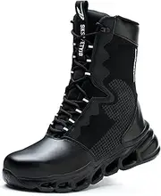 [Dajingkj] Steel Toe Boots for Men Lightweight Tactical Boots Water Resistant Work Safety Shoes Breathable Non-slip Combat Boots