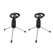 2pcs Adjustable Desktop Microphone Stand Tripod Foldable Table Stand w Mic Clip