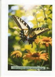 Butterfly and daisies Hand crafted Note Card & Envelope One of a kind
