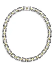 Lagos 18K Yellow Gold & Sterling Silver High Bar Link Statement Necklace, 16