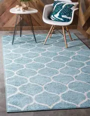 5 x 8 ft New Area Rug Light Blue H Home Decorative Art Soft Carpet Collectible