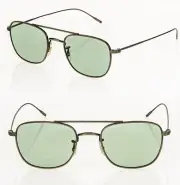 OLIVER PEOPLES KRESS OV1238 Antique Gold Green Metal Retro Unisex Sunglass 1238
