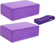 BESPORTBLE 2 Yoga Blocks Yoga Loop Strap Foam Yoga Bricks for Deep Stretches Pilates Fitness Sessions