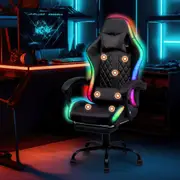 Advwin Gaming Chair RGB LED Massage Ergonomic Office Chair Computer Racing Recliner Seat Black