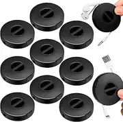 9 Pcs Charging Cord Organizer - Black Portable Charger Holder, Round Storage Cable Winder, Retractable Management, Flexible USB Reel for Home Office Classroom Wire