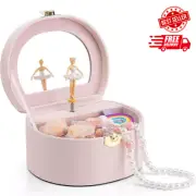 Vlando Musical Jewelry Box for Girls, Small Kid Music Box with Ballerina for Bir