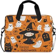 Quteprint Halloween Patterns Witch Ghosts 15.6 Inch Laptop Bag Briefcase for Business, Water-Resistant Computer Bag Fits 14-16 Inch Notebook for Men Women, Office Travel Work Backpack, Multi