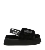 Ugg AS Women Slides Genuine Sheepskin Wool High Platform Fluffy Sandals Poppin