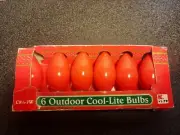 K Mart Vintage 6 Outdoor Cool Lite Bulbs C9 1/4 - 7W Red New In Box