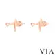 【VIA】符號系列 心動時刻愛心線條造型白鋼耳釘 造型耳釘玫瑰金色