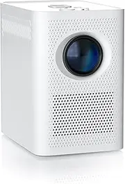 Projector Eye Protection Keystone Correction Portable Projector Android 7 100-inch Large Screen Design Barrier- Connection for Phone and Tablet White AU Plug