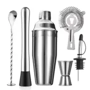 6-Piece Cocktail Shaker Set Stainless Steel Bartender Kit Housewarming Gift