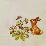4 Paper Cocktail Napkins for Decoupage / Parties - Bunny