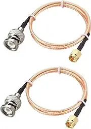 Boxonly 2Pcs Coaxial Cable with BNC Male to SMA Male Connectors Low Loss Coax Cable RG316 50 Ohm 1.5 Ft