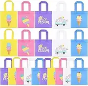20Pcs Ice Cream Party Favor Bags, Ice Cream Reusable Non-Woven Gift Bag, Ice Cream Goodie Candy Tote Bag for Kid's Ice Cream Theme Party Supplies Girl Sweet Birthday Summer Baby Shower Decorations