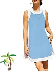 [EDAT] Women's 2 Piece Sets Casual Color Block Crewneck Short Sleeve Pullover, Tops Matching Shorts with Pockets Set