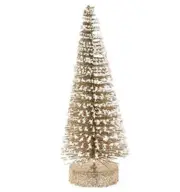 Bottlebrush Tree 10 inch Snowy Champagne Glittered Christmas Mantel Decor