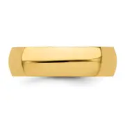 Solid 14K Yellow Gold 6mm Half Round Men's/Women's Wedding Band Ring Size 13