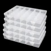 5 Pack Plastic Jewelry Organizer Box 18 Big Girds Clear Storage Organizer Cas...