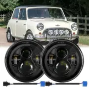 Fit For Austin Mini Cooper Classic 7" LED Headlight High Low Beam Black Bright
