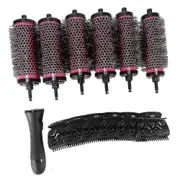 6pcs/set 3 Sizes Detachable Handle Hair Roller Brush With Positioning Clips Aluminum Ceramic Barrel