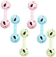 Toyvian 6Pcs Hand Crank Rattle Educational Dumbbell Playthings for Boy Girl Safe Musical for Finger Flexibility and Early Development Random Color