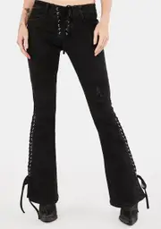 [FAN ALL FLAMES] Sabbath Lace Up Jeans