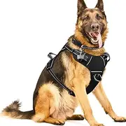WINSEE Dog Harness No Pull, Pet Harnesses with Dog Collar, Adjustable Reflective Oxford Outdoor Vest, Front/Back Leash Clips for Small, Medium, Large, Extra Large Dogs, Easy Control Handle for Walking