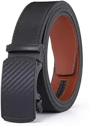 [Generic] Men's Genuine Leather Automatic Buckle Belt - Embossed Business Casual Design in Black/Blue/Brown, Multi-Size Adjustable, 219 Pattern Flat Edge Black-black Buttons, 3.5*120CM, 219 Pattern Flat Edge