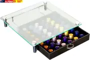 Decobros Coffee Pod Holder Crystal Glass Top Wood Storage Drawer for Original Li